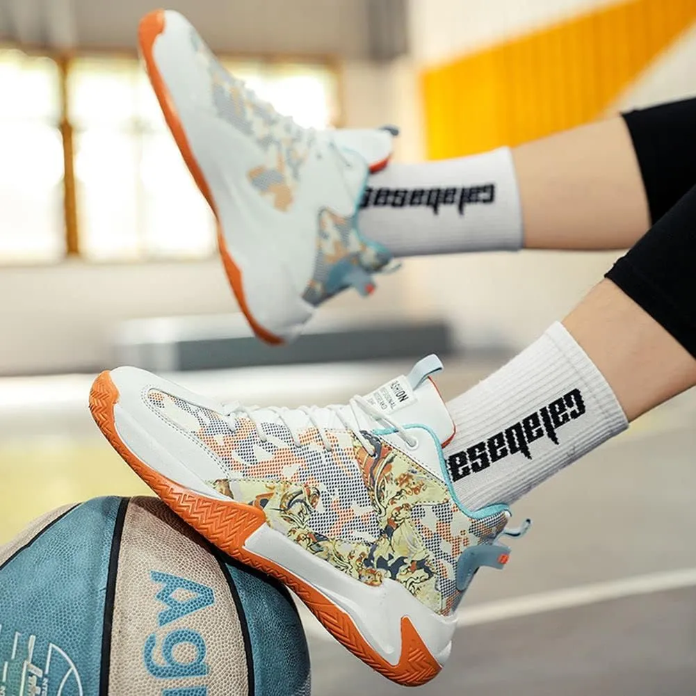 WILTENA Mens Fashion Non Slip Breathable Basketball Shoes Boy's Athletic Running Sports Shock Absorption Sneakers Youth Casual Shoes