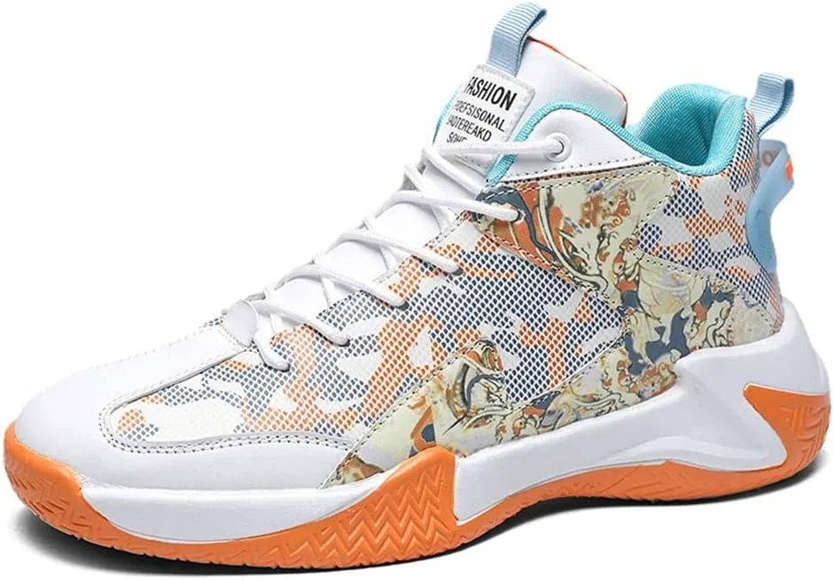 WILTENA Mens Fashion Non Slip Breathable Basketball Shoes Boy's Athletic Running Sports Shock Absorption Sneakers Youth Casual Shoes