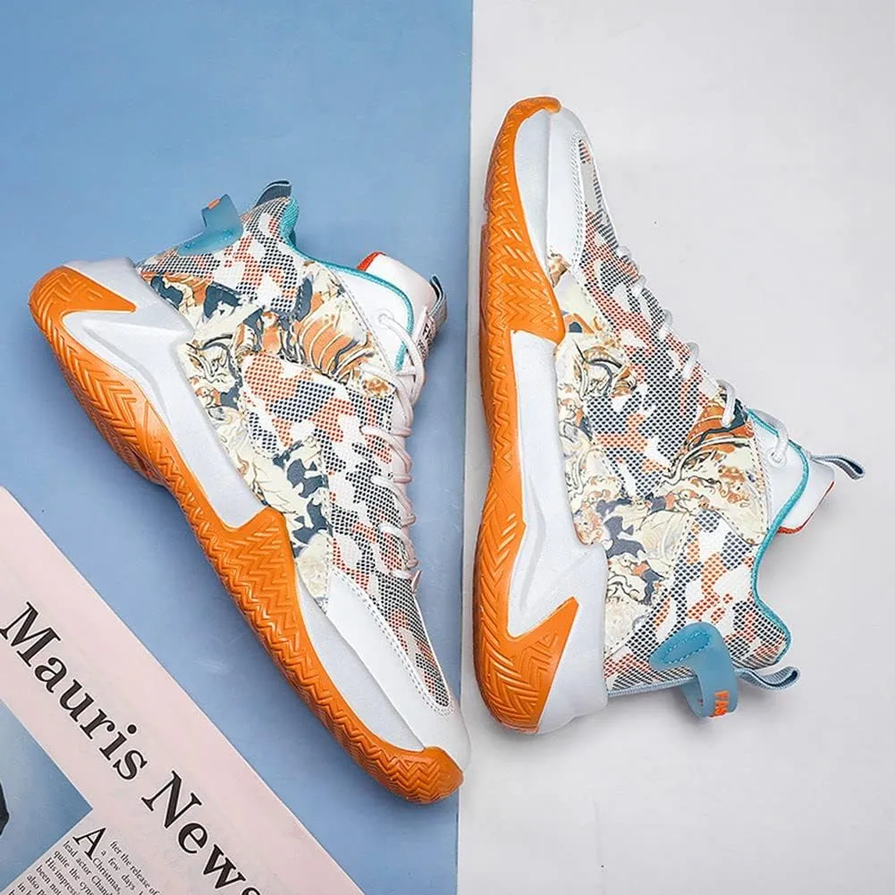 WILTENA Mens Fashion Non Slip Breathable Basketball Shoes Boy's Athletic Running Sports Shock Absorption Sneakers Youth Casual Shoes