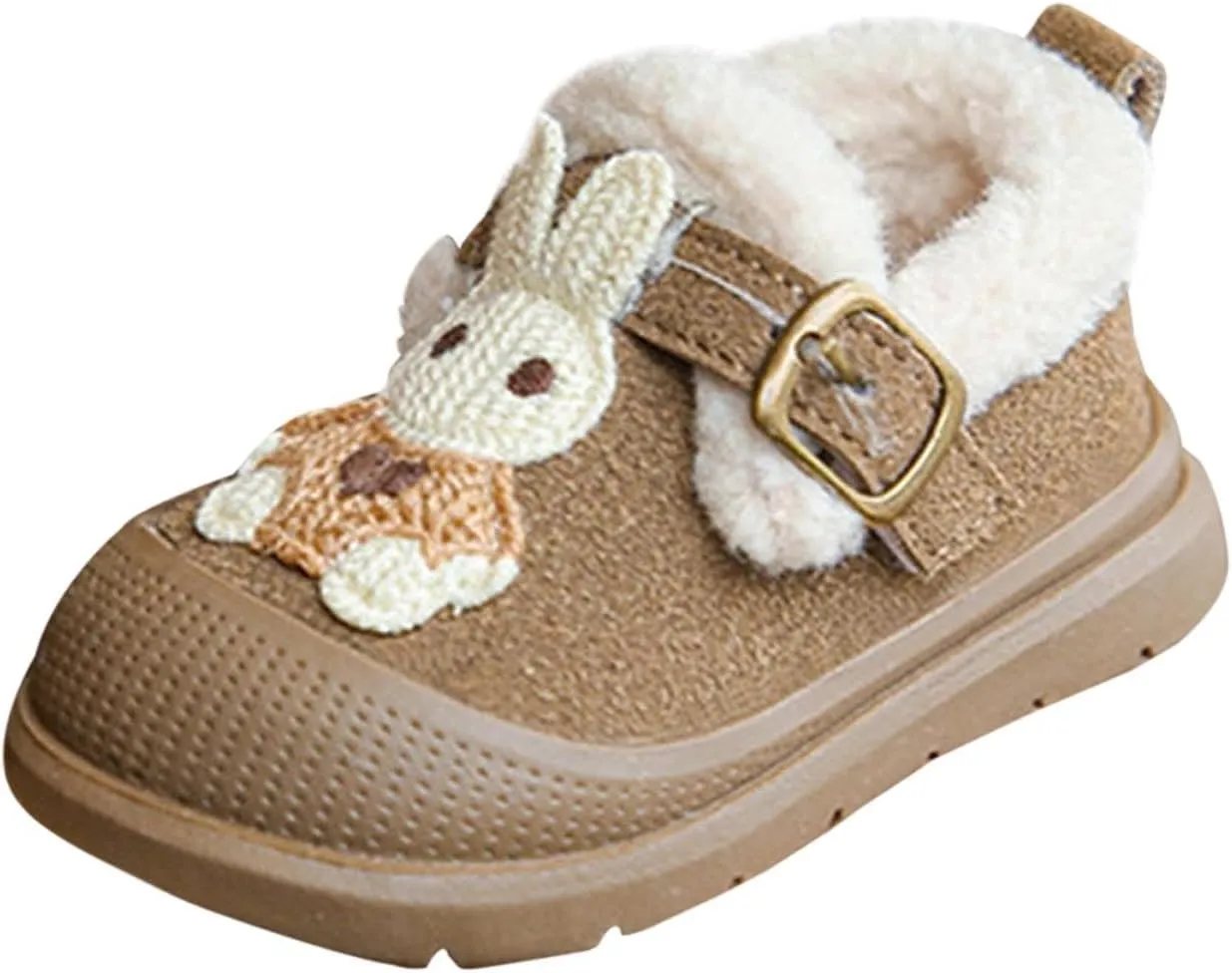 Winter Toddler Sneakers Infant Baby Cute Bunny Flat Furry Comfort Anti-Slip Soft Sole First-Walking Running Shoes