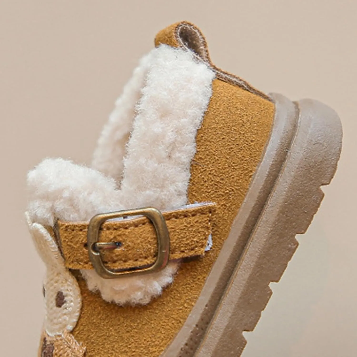 Winter Toddler Sneakers Infant Baby Cute Bunny Flat Furry Comfort Anti-Slip Soft Sole First-Walking Running Shoes