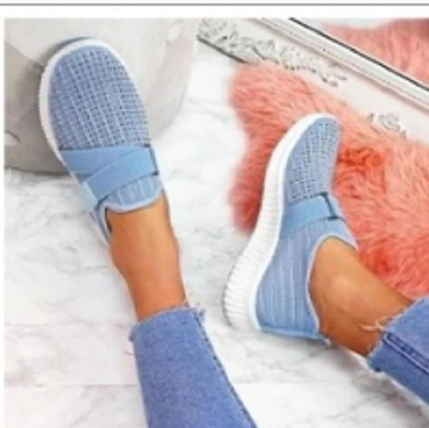 Women Comfortable Slip On Loafers Casual Walking Shoes Lightweight Canvas Sneakers Non Slip Flat Flats