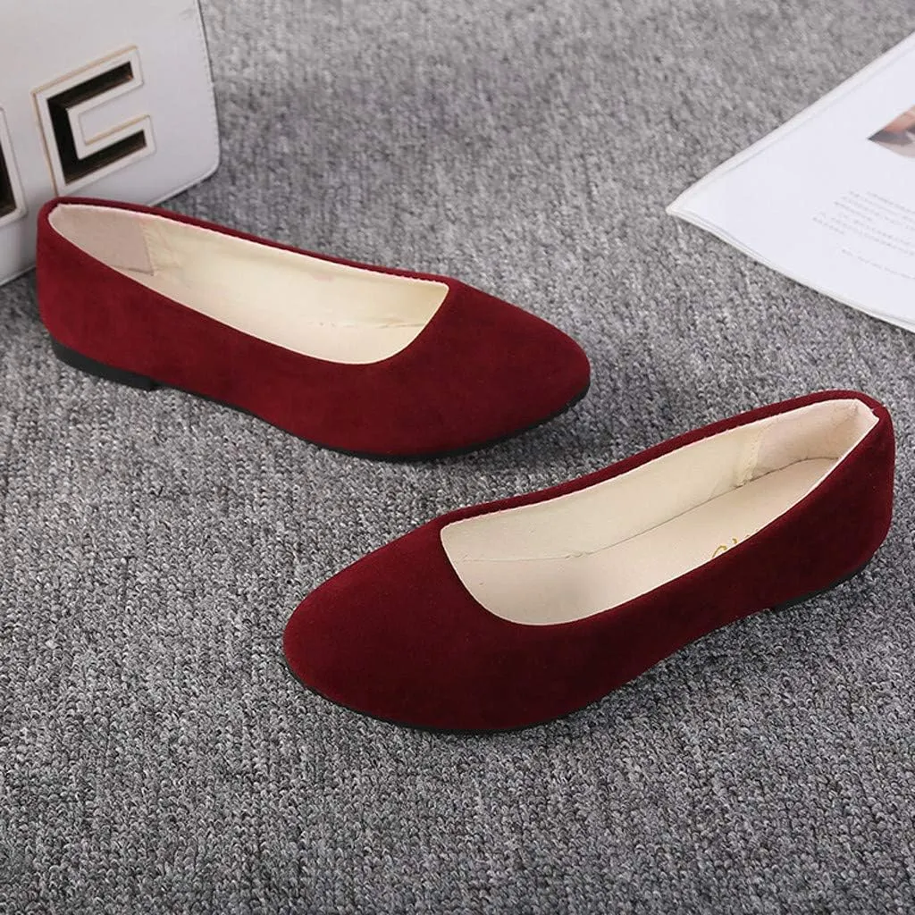Women Girls Solid Big Size Slip On Flat Shallow Comfort Casual Single Shoes Shoes Casual Boots, 6.5
