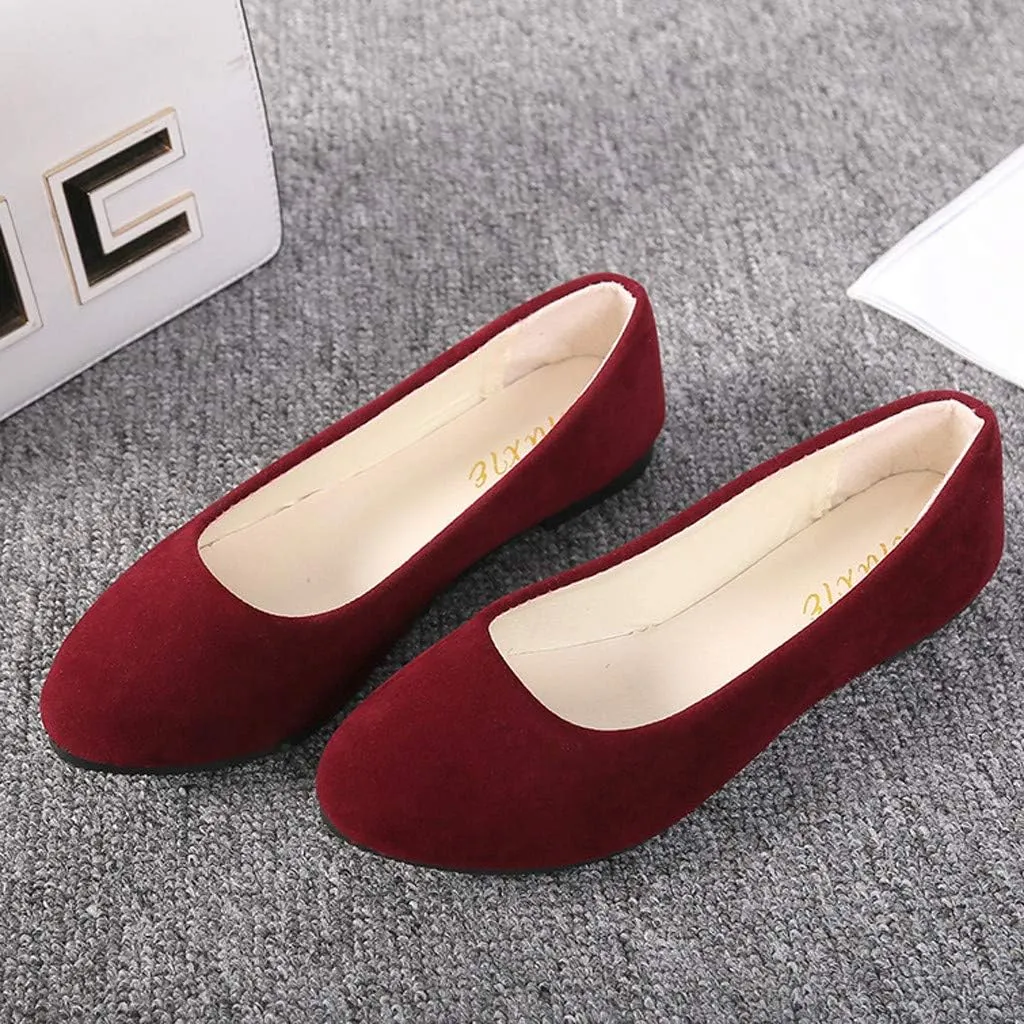 Women Girls Solid Big Size Slip On Flat Shallow Comfort Casual Single Shoes Shoes Casual Boots, 6.5