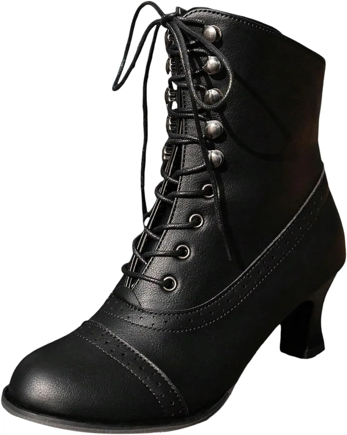 Womens Boots Combat Boots Womens High Heel Large Size Thick Heel Short Boots Mid Calf Motorcycle Boots Women's Boots