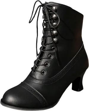 Womens Boots Combat Boots Womens High Heel Large Size Thick Heel Short Boots Mid Calf Motorcycle Boots Women's Boots