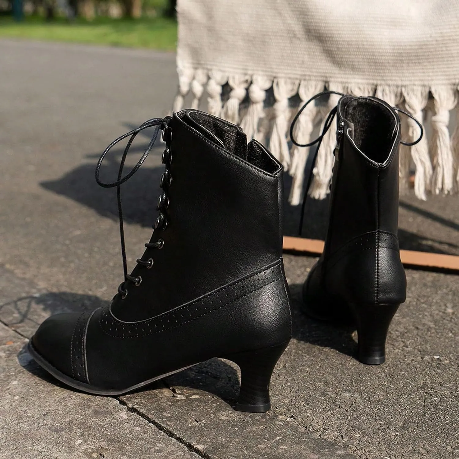 Womens Boots Combat Boots Womens High Heel Large Size Thick Heel Short Boots Mid Calf Motorcycle Boots Women's Boots