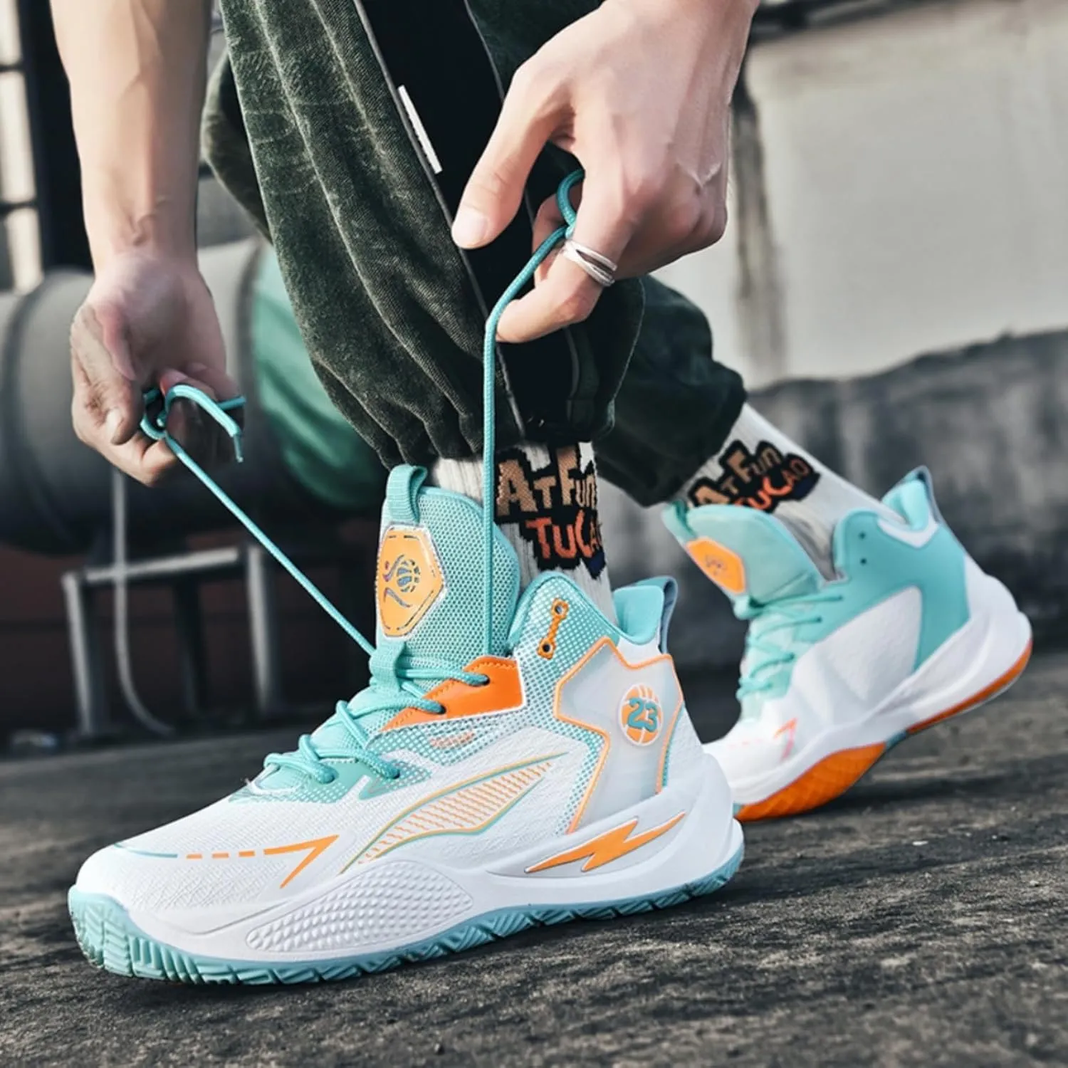 Womens Breathable Mesh Lace Up Basketball Shoes Fashion High Top Non-Slip Running Sneakers Casual Athletic Tennis Walking Sport Shoes