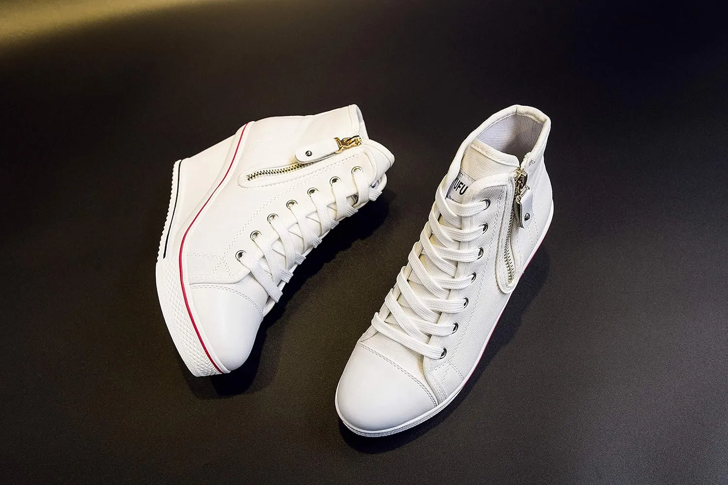 Women's Canvas Casual Shoes Dating Platform Slip-On High Top Sneakers Rubber Sole Wedge High Top Fashion Sneakers