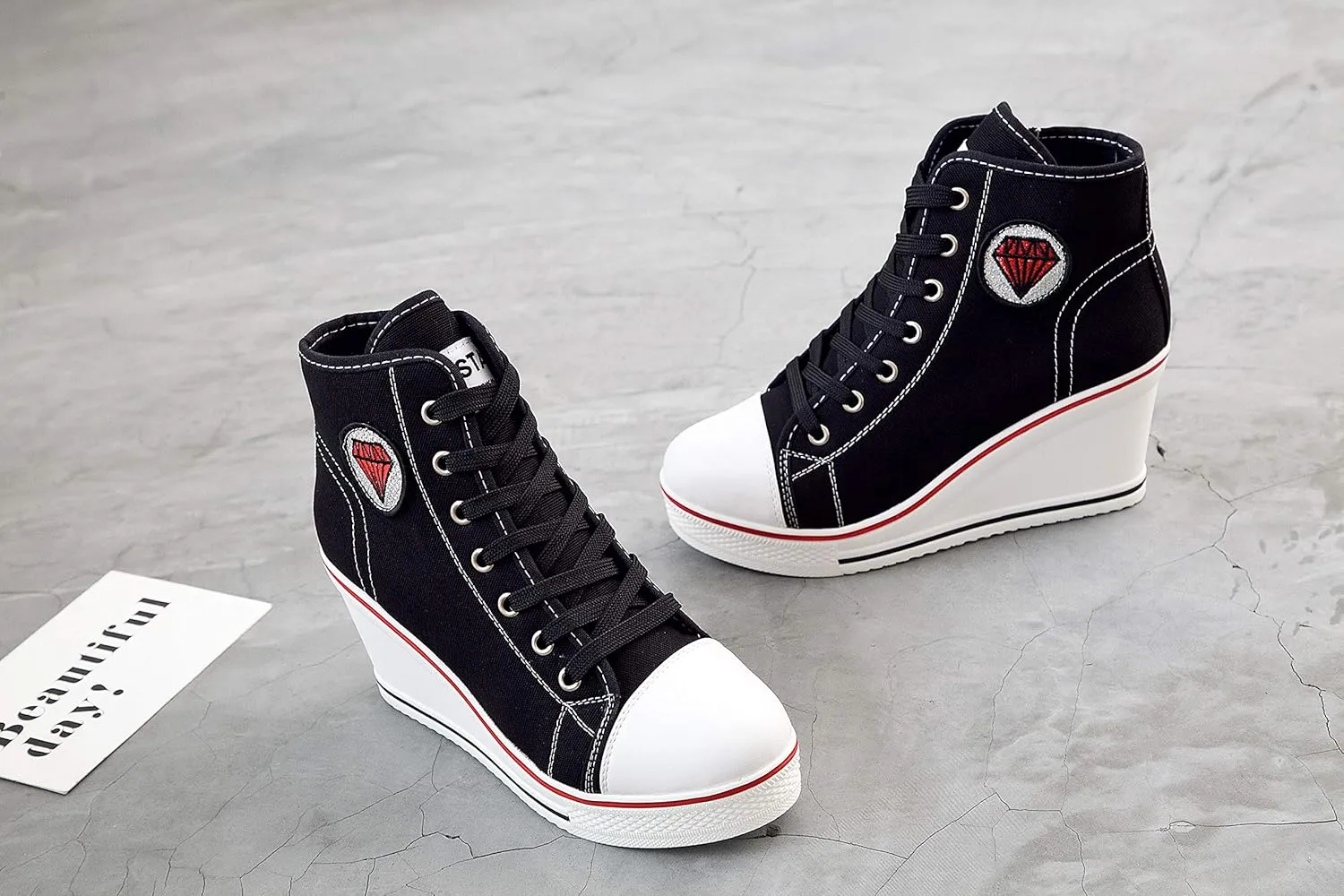 Women's Canvas High-Heeled Shoes Fashion Sneakers Casual Shoes for Walking Platform Wedges Pump Shoes