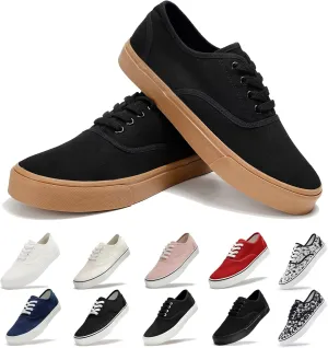 Women's Canvas Shoes Low Top Fashion Classic Slip on Canvas Sneakers Lace-up Walking Shoes Tennis Shoes