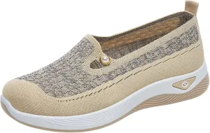Womens Casual Shoes Slip On Women's Sneakers Loafers Solid Color Lightweight Cute Round Toe Running Shoes Loafers for Women Casual Outdoor Walking Shoe