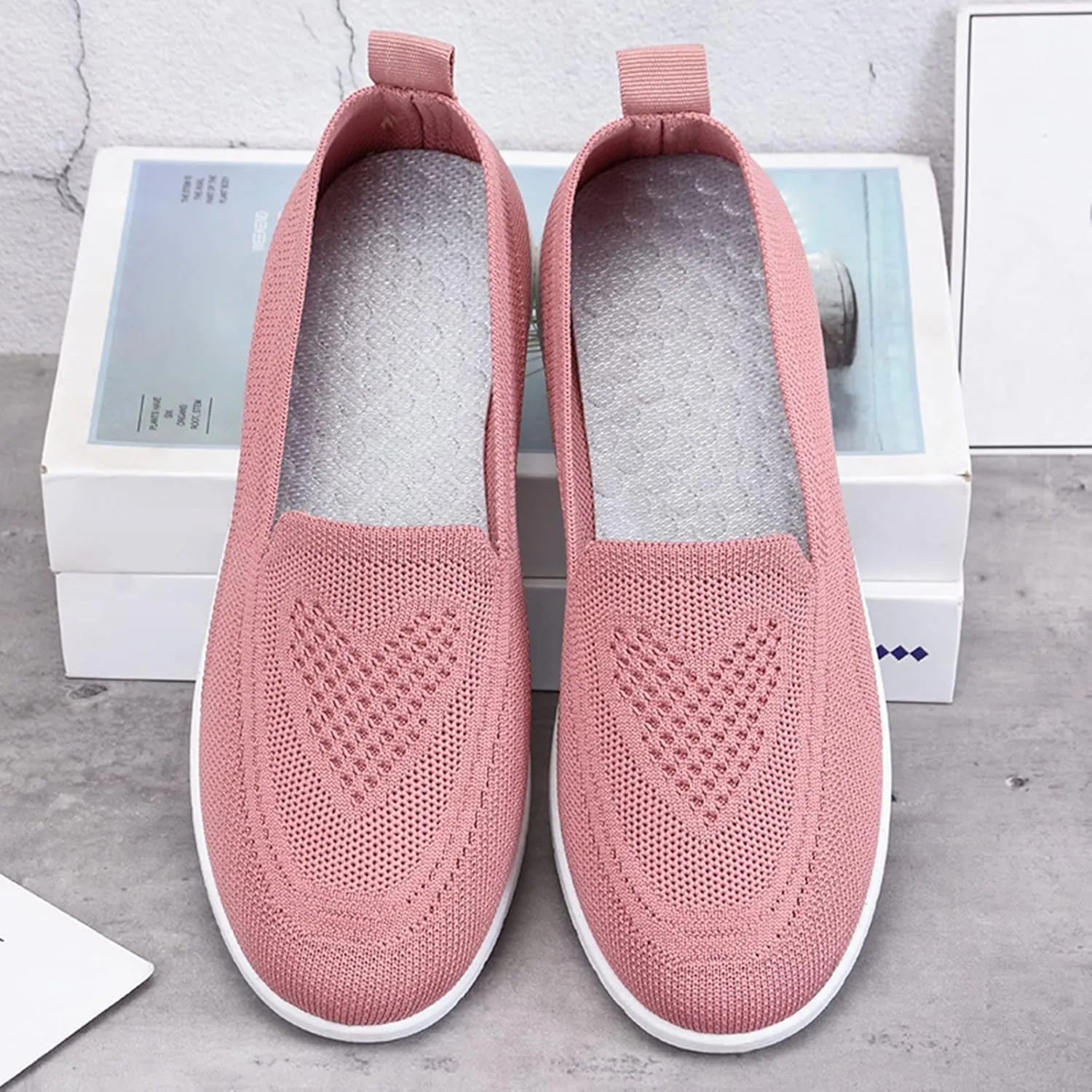 Womens Casual Slip On Loafers Comfortable Walking Shoes Lightweight Canvas Sneakers Flat Non Slip Flats