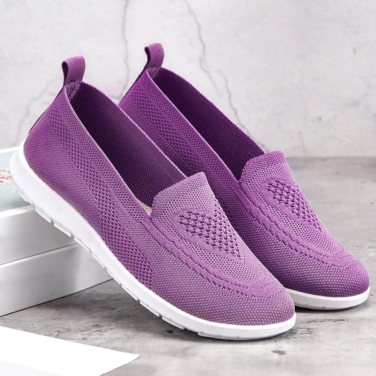 Womens Casual Slip On Loafers Comfortable Walking Shoes Lightweight Canvas Sneakers Flat Non Slip Flats