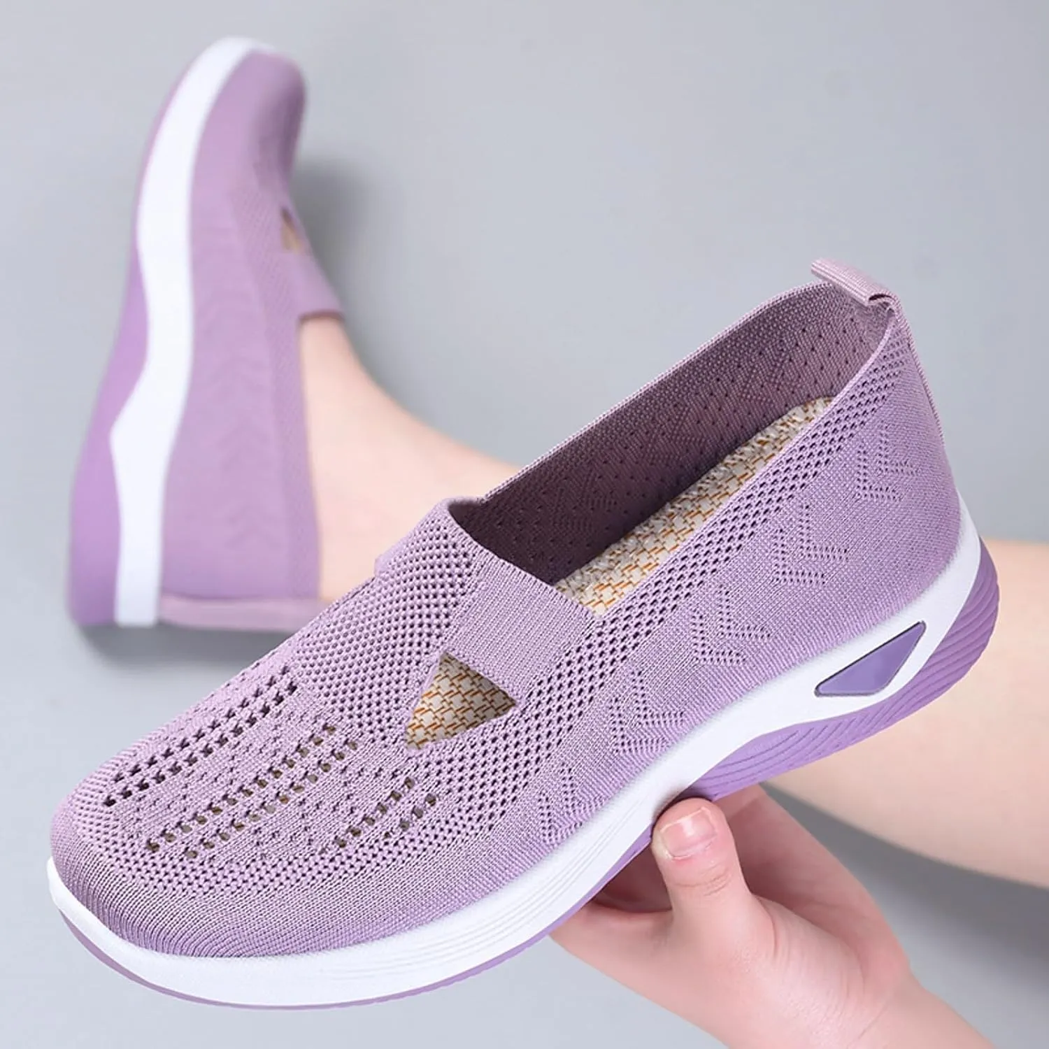 Womens Casual Slip On Loafers Comfortable Walking Shoes Lightweight Canvas Sneakers Flat Non Slip Flats
