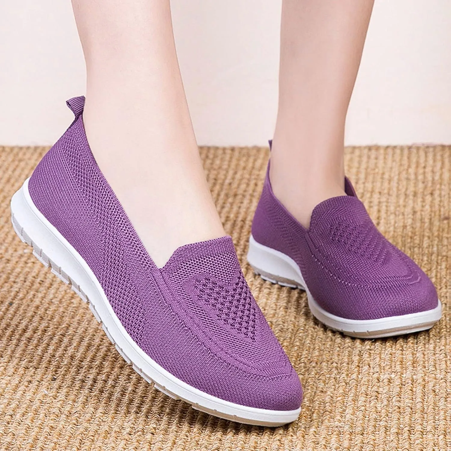 Womens Casual Slip On Loafers Comfortable Walking Shoes Lightweight Canvas Sneakers Flat Non Slip Flats