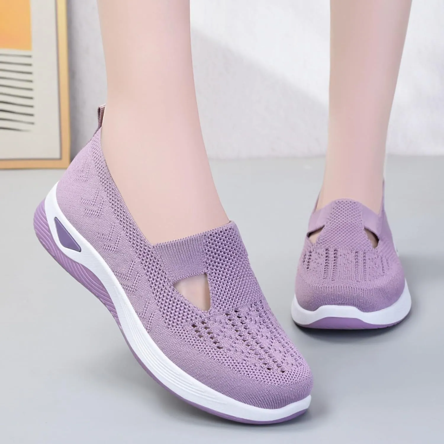 Womens Casual Slip On Loafers Comfortable Walking Shoes Lightweight Canvas Sneakers Flat Non Slip Flats