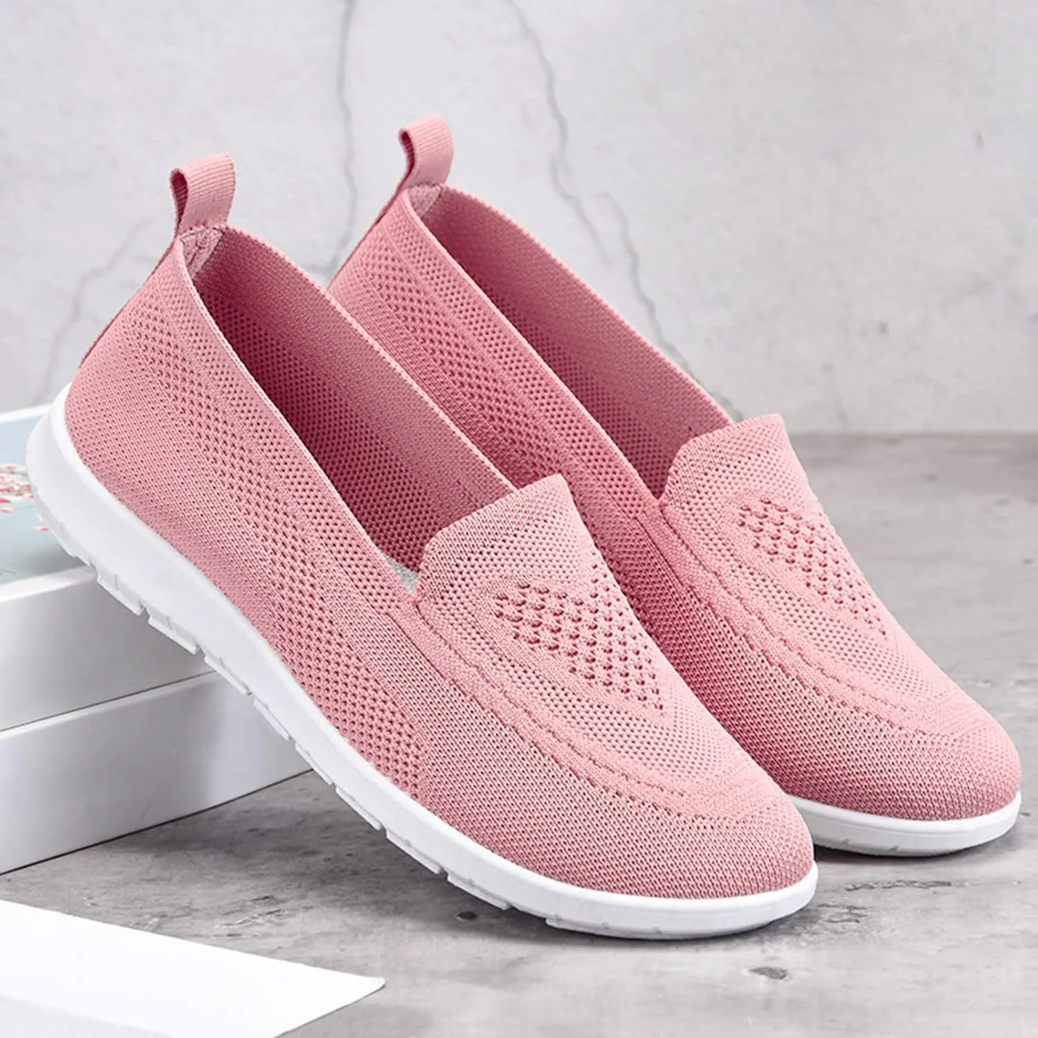 Womens Casual Slip On Loafers Comfortable Walking Shoes Lightweight Canvas Sneakers Flat Non Slip Flats