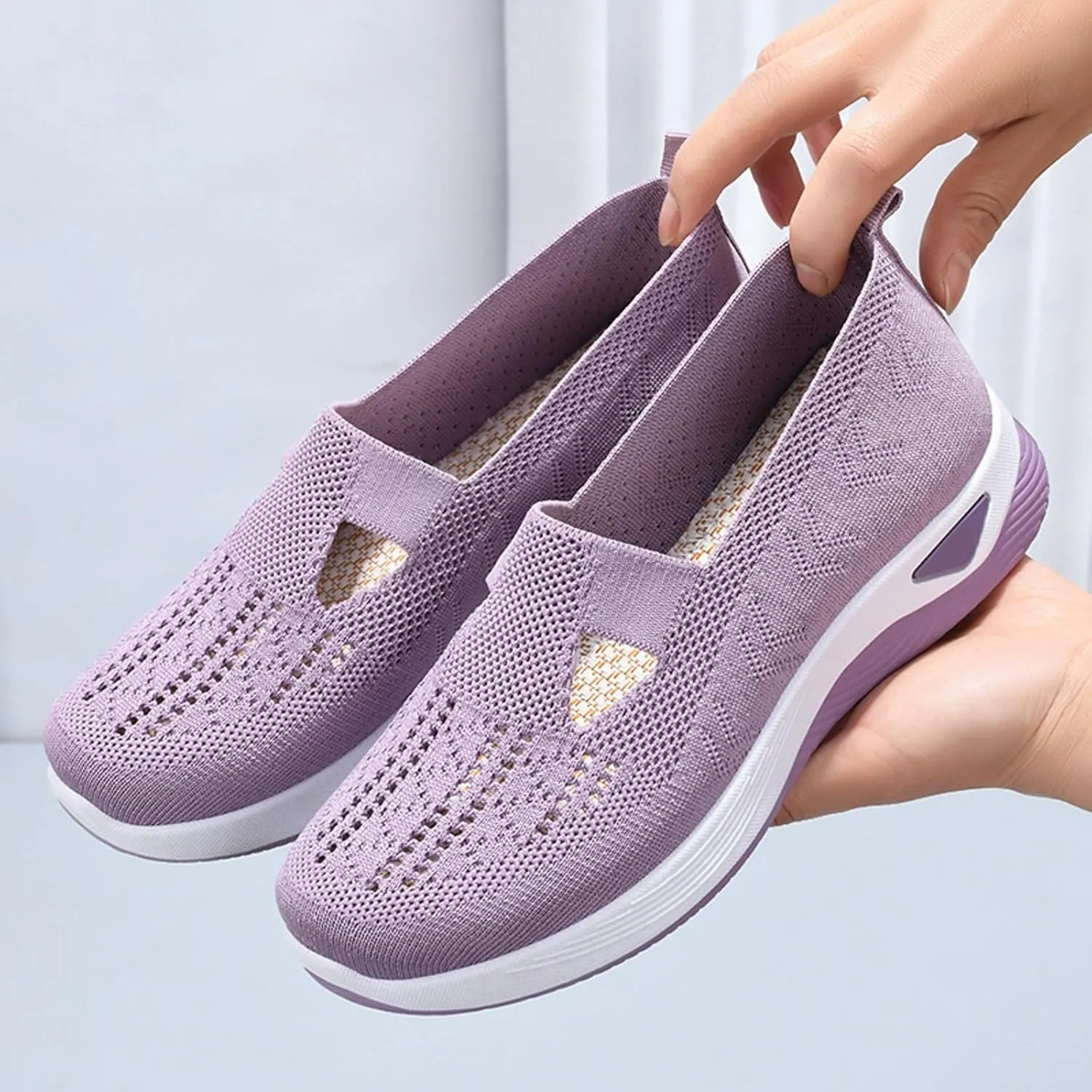Womens Casual Slip On Loafers Comfortable Walking Shoes Lightweight Canvas Sneakers Flat Non Slip Flats