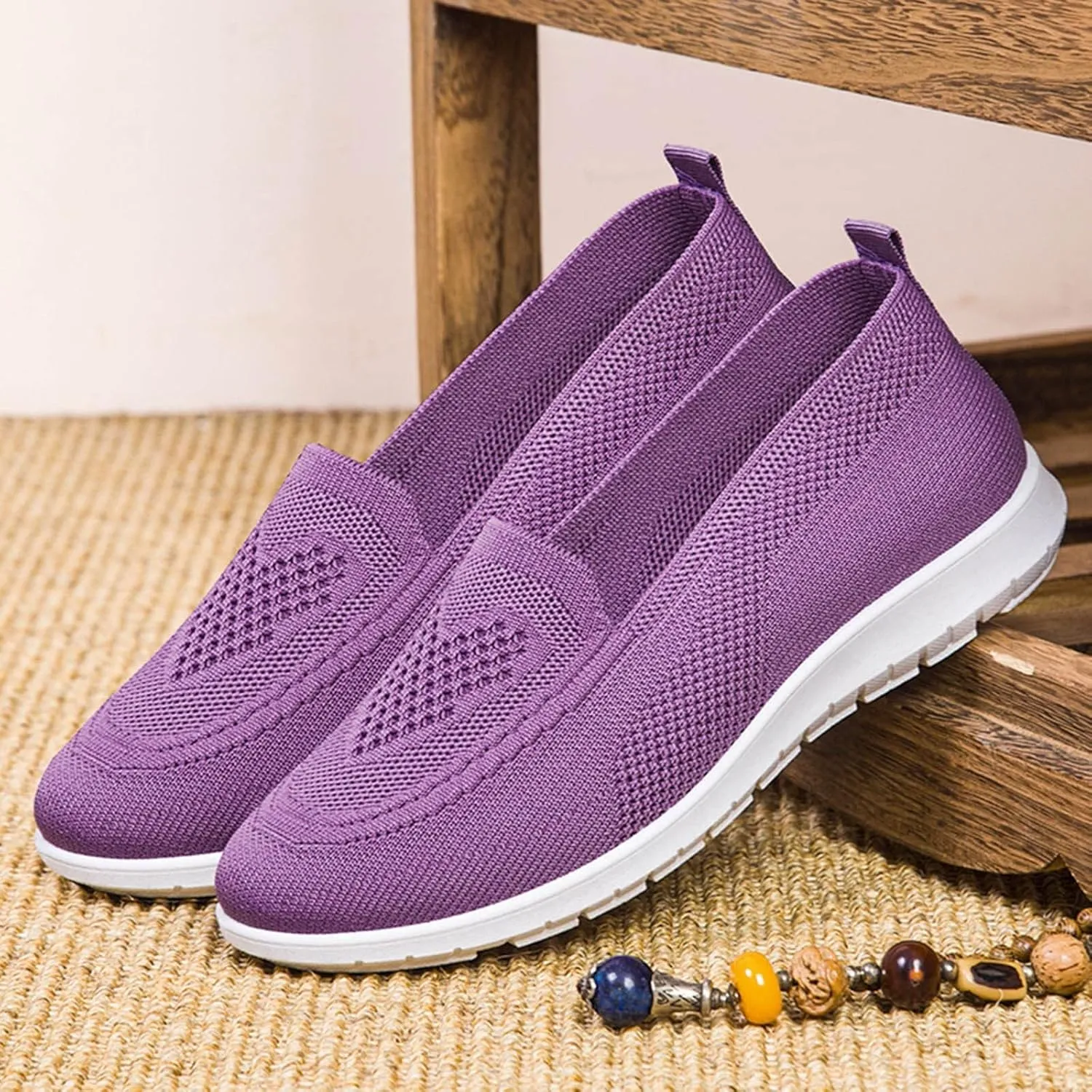 Womens Casual Slip On Loafers Comfortable Walking Shoes Lightweight Canvas Sneakers Flat Non Slip Flats