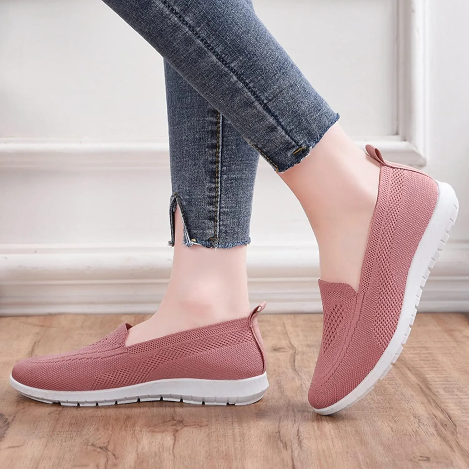 Womens Casual Slip On Loafers Comfortable Walking Shoes Lightweight Canvas Sneakers Flat Non Slip Flats