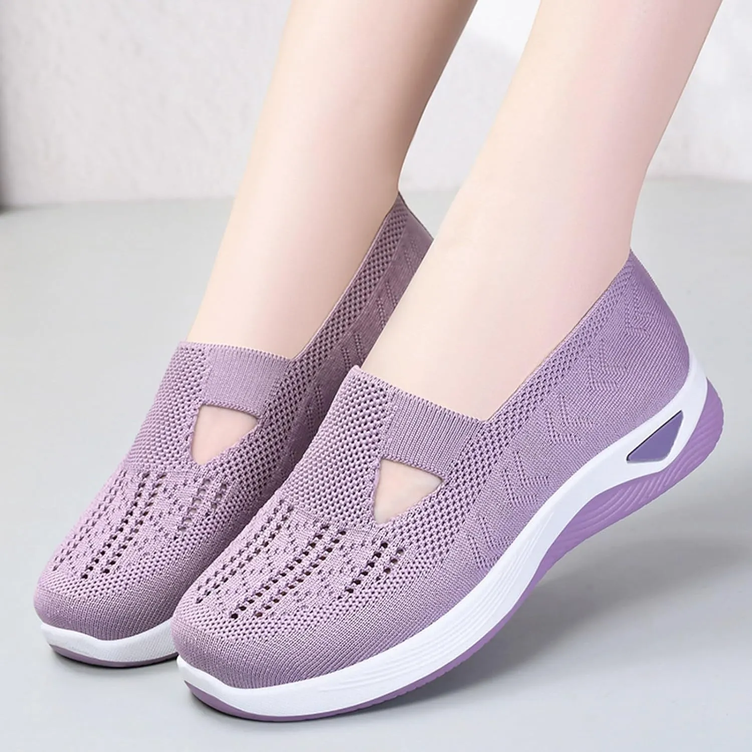 Womens Casual Slip On Loafers Comfortable Walking Shoes Lightweight Canvas Sneakers Flat Non Slip Flats