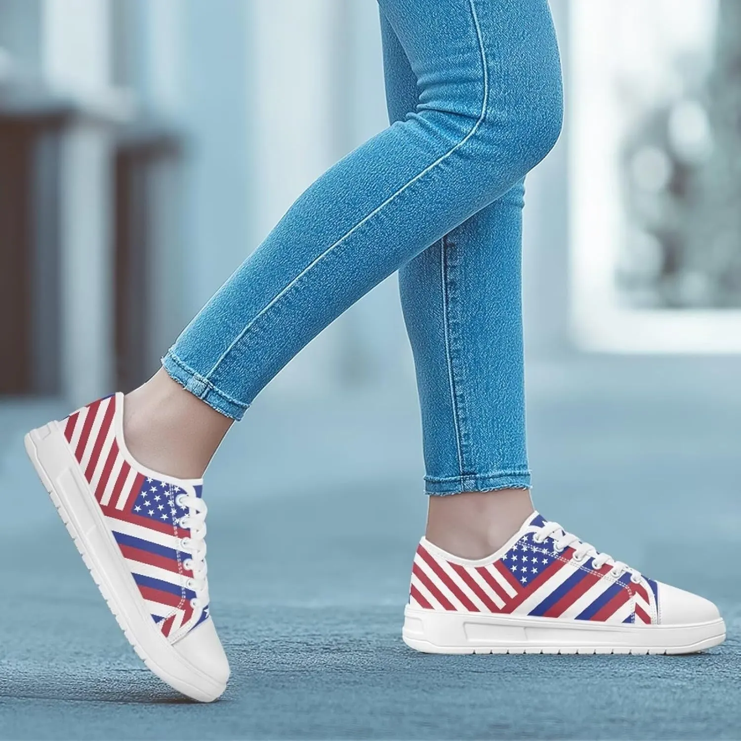 Womens Casual Sneakers American Flag Shoes Women Canvas Shoes Patriotic Accessories