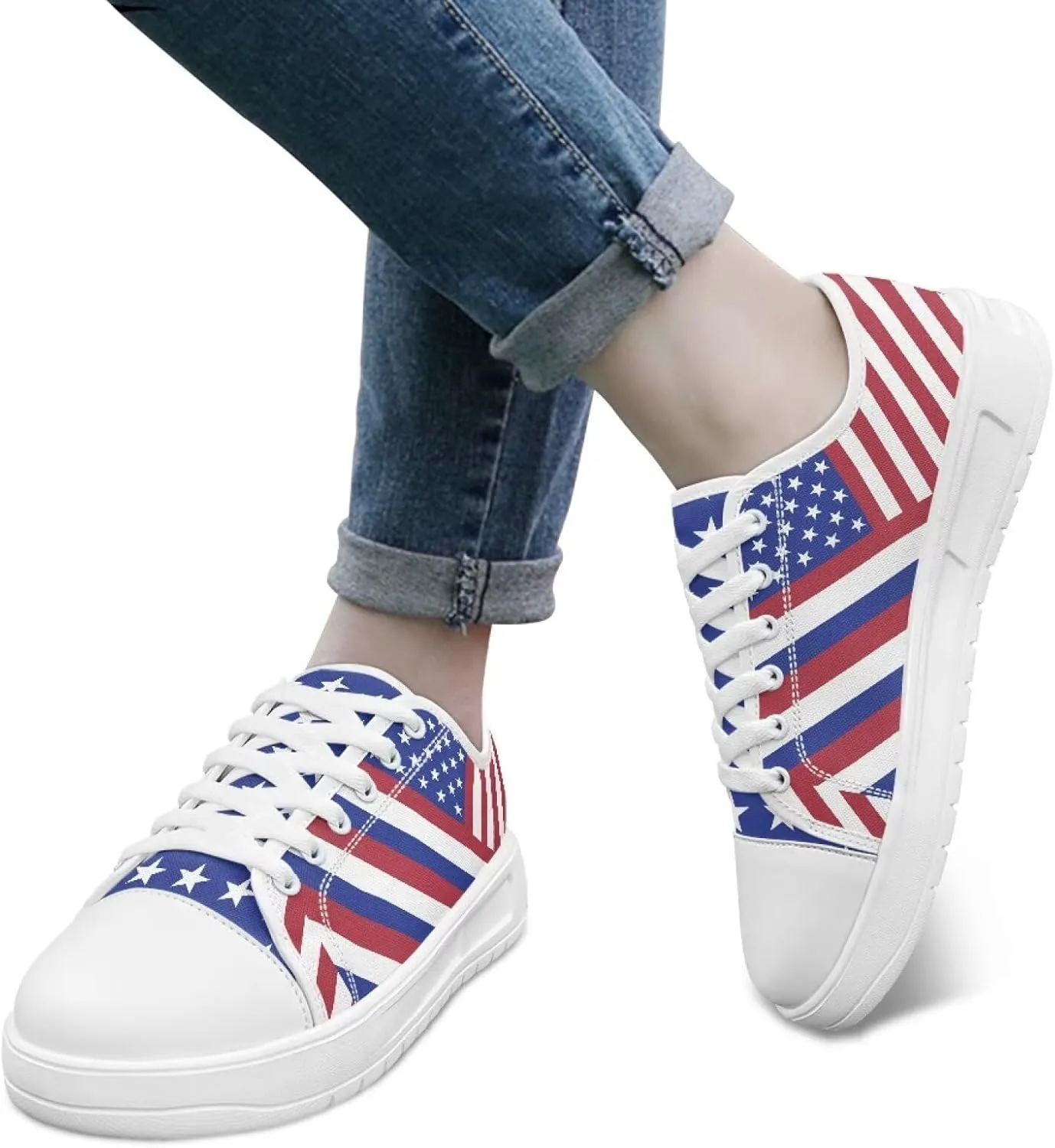Womens Casual Sneakers American Flag Shoes Women Canvas Shoes Patriotic Accessories