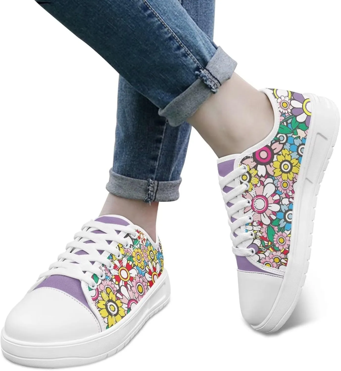Womens Casual Sneakers Flower Shoes for Women Stylish & Comfortable Canvas Shoes