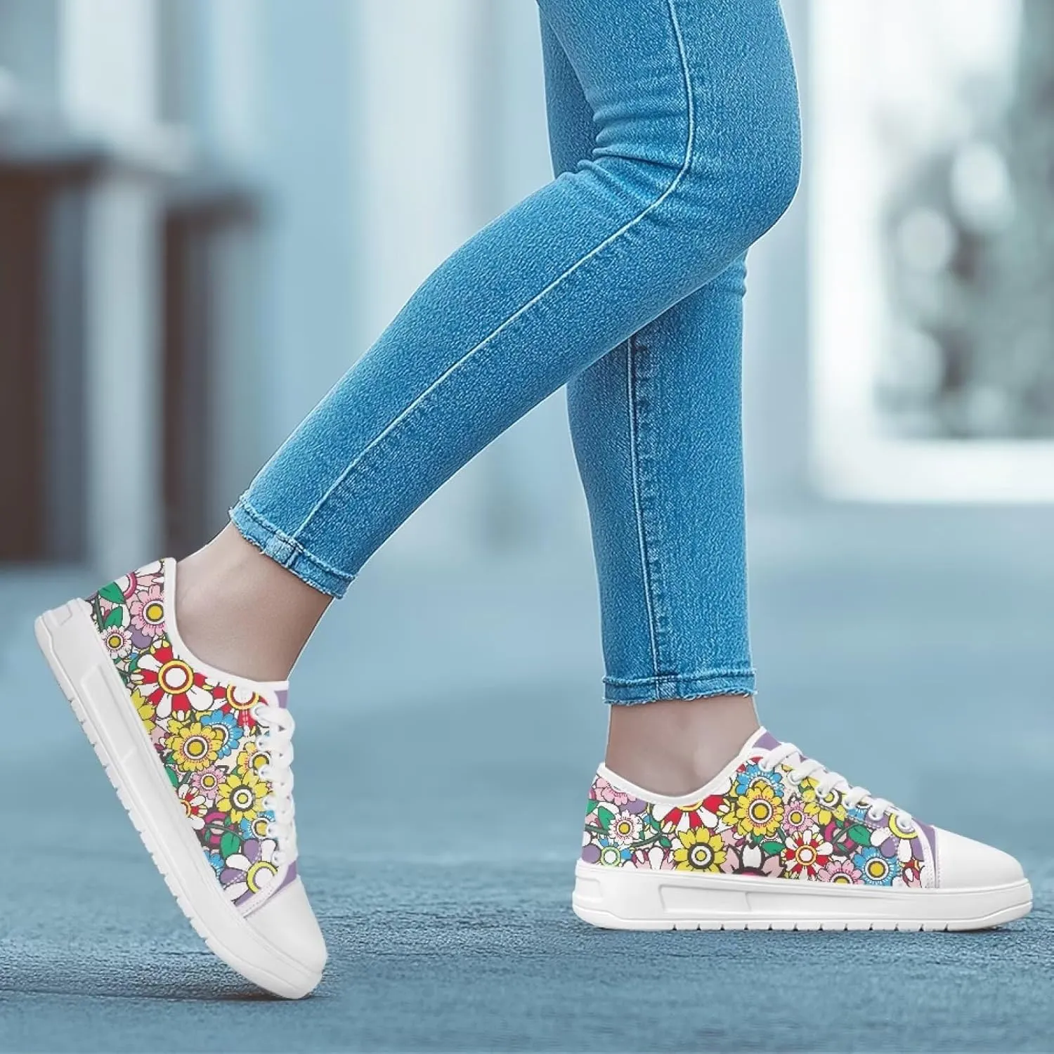 Womens Casual Sneakers Flower Shoes for Women Stylish & Comfortable Canvas Shoes