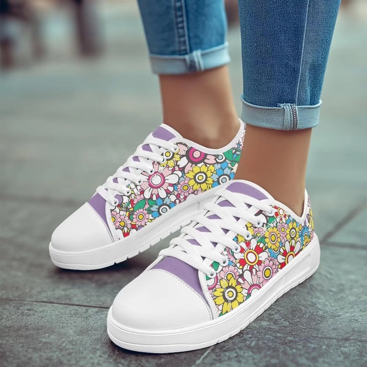 Womens Casual Sneakers Flower Shoes for Women Stylish & Comfortable Canvas Shoes