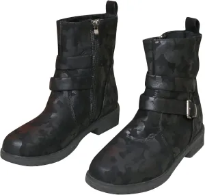 Womens Combat Boots Fashion Side Zipper Buckle Ankle Booties Chunky Low Heel Fashion Round Toe Mid Calf Boot Shoes