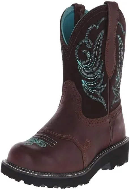 Women's Cowgirl Boots Embroidered Chunky Heel Round Toe Classic Retro Women's Ankle Boots Wide Calf Western Boots Women's Country Boots