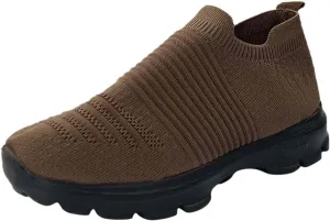 Womens Flat Slip On Sneakers Casual Walking Shoes Lightweight Canvas Comfortable Elastic Non Slip Loafers