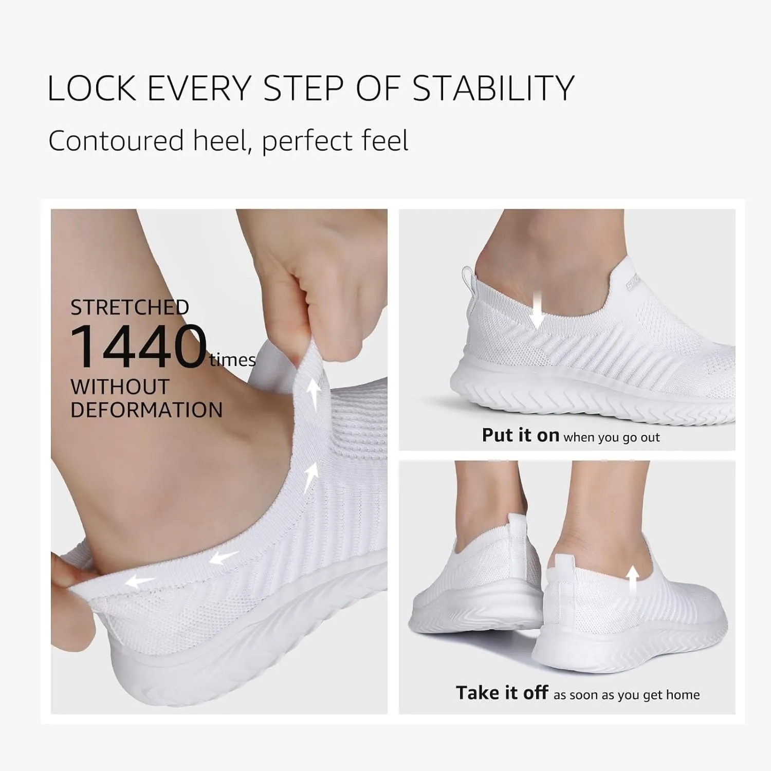 Womens Flat Slip On Sneakers Casual Walking Shoes Lightweight Canvas Comfortable Elastic Non Slip Loafers
