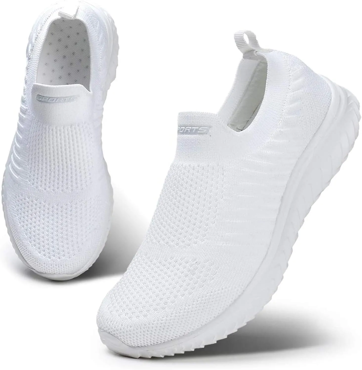 Womens Flat Slip On Sneakers Casual Walking Shoes Lightweight Canvas Comfortable Elastic Non Slip Loafers