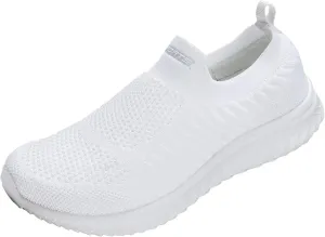 Womens Flat Slip On Sneakers Casual Walking Shoes Lightweight Canvas Comfortable Elastic Non Slip Loafers