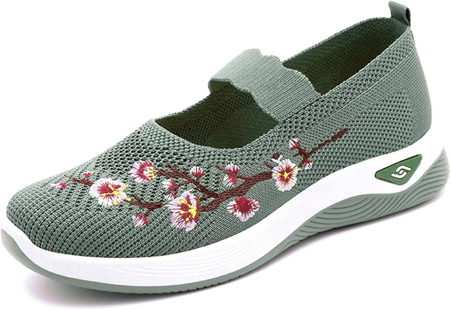 Women's Flats Shoes National Style Embroidered Flower Slip On Mesh Breathable Casual Loafers Comfortable Soft Woman Shoes Casual Heel with Arch Support