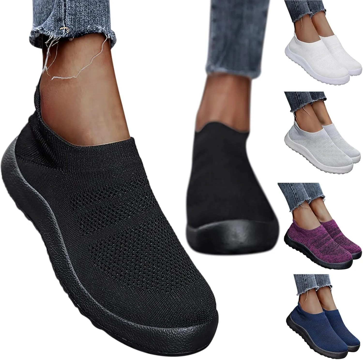 Women's Slip On Sneakers Lightweight Breathable Running Shoes for Men Arch Support Ladies Shoes Casual White Platform Sneakers Waterproof Tennis Shoe Loafers Shoe