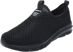 Womens Slip On Walking Shoes Lightweight Breathable Non Slip Mens Running Shoes Mesh Men Shoes Casual Wedge Sneakers Black Tennis Shoe Cross Trainer Shoe