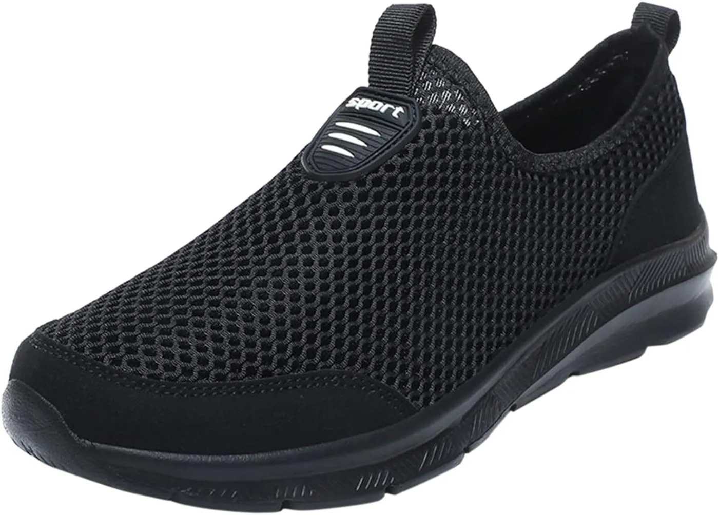 Womens Slip On Walking Shoes Lightweight Breathable Non Slip Mens Running Shoes Mesh Men Shoes Casual Wedge Sneakers Black Tennis Shoe Cross Trainer Shoe