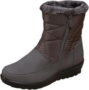 Women's Snow Boots, Mid Calf Winter Boot Walking Hiking Outdoor Booties Fur Lined Warm Shoes