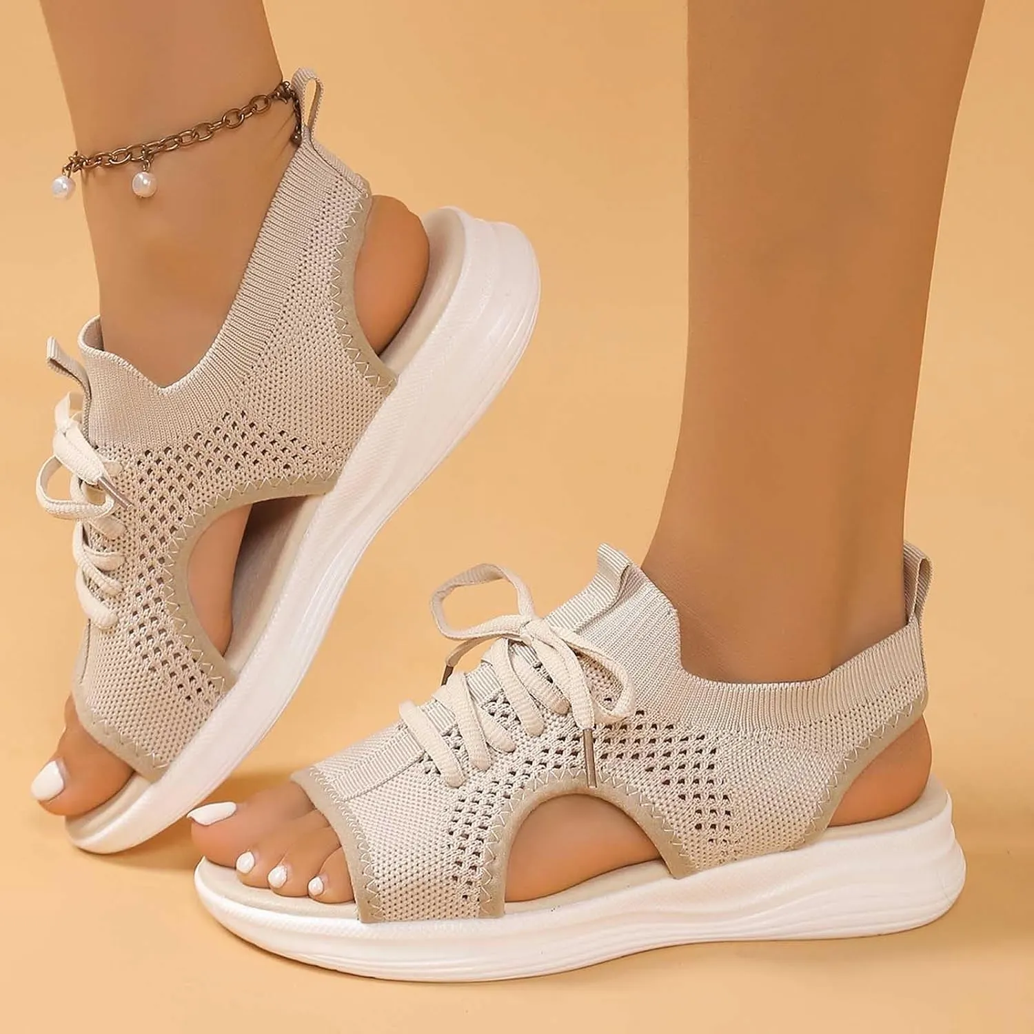 Women's Summer Fashion Cloth Breathable Open Toed Sandals Comfortable Platform Shoes Shoes Women