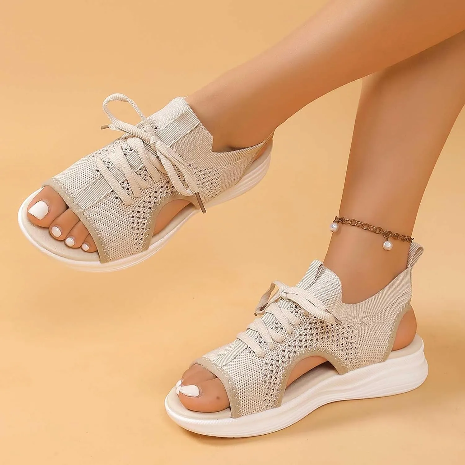 Women's Summer Fashion Cloth Breathable Open Toed Sandals Comfortable Platform Shoes Shoes Women