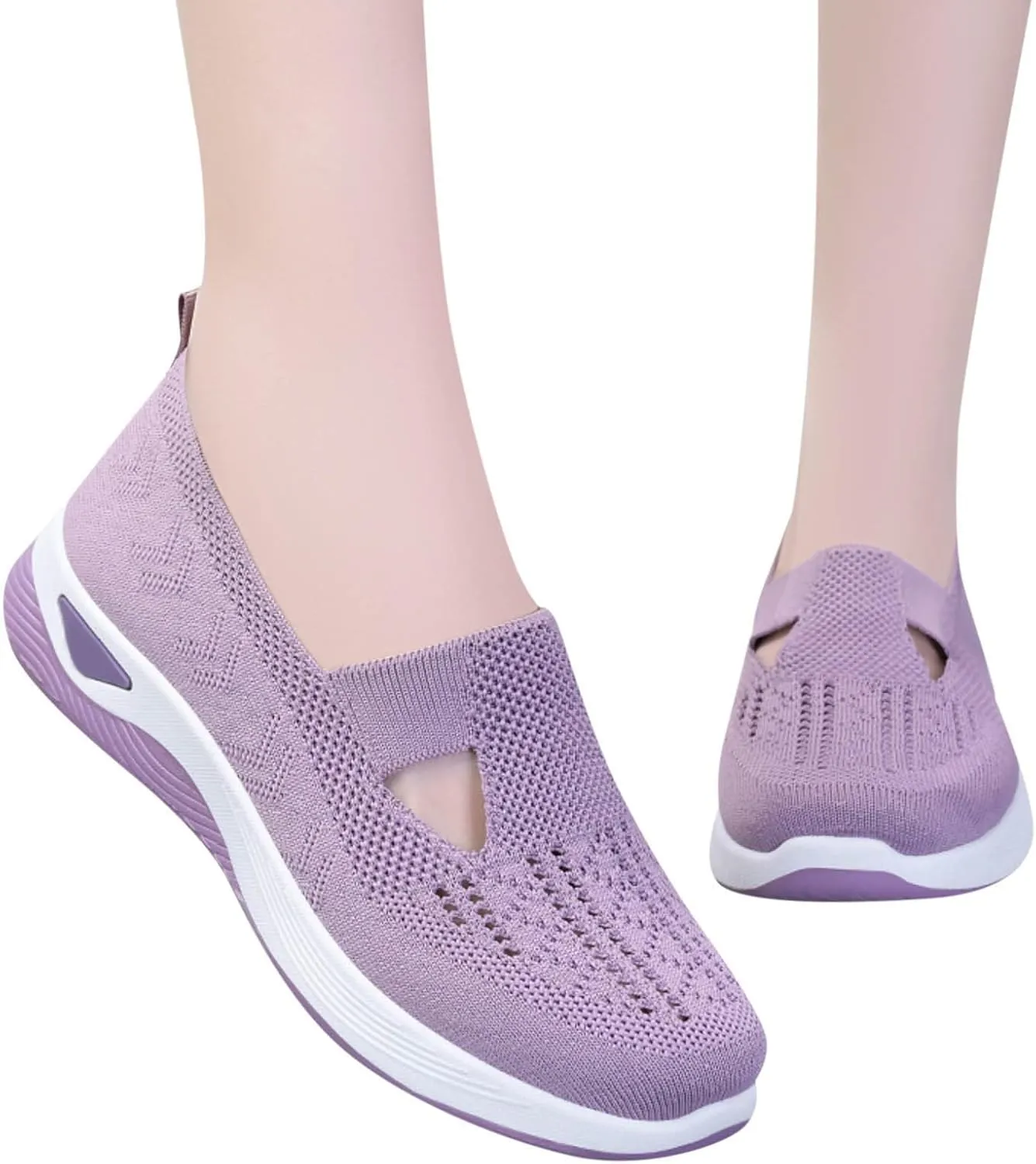 Women's Woven Orthopedic Breathable Soft Shoes Slip On Shoes Women Wide Business Casual Shoes Walking Sneakers Red Tennis Shoe Loafers Casual Slip On