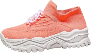 Woven Sneakers for Women Mesh Breathable Thick Sole Walking Running Shoes Comfortable Tennis Shoes Non Slip High Top Casual Womens Sneakers with Arch Support
