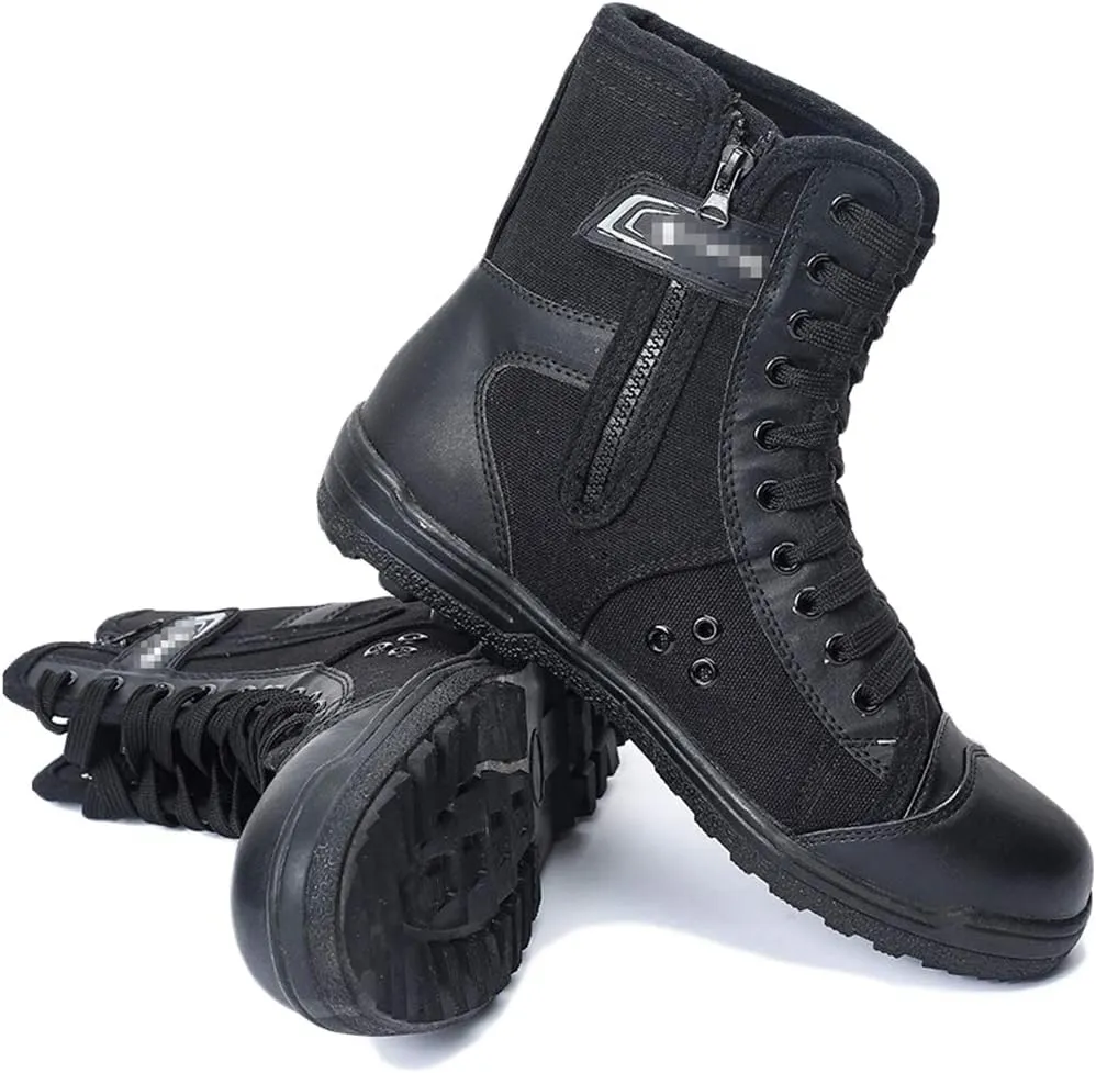 Wygwlg Mens Women Desert Army Boots Black Combat Patrol Boots Safety Military Breathable Outdoor Hiking Boots for Summer