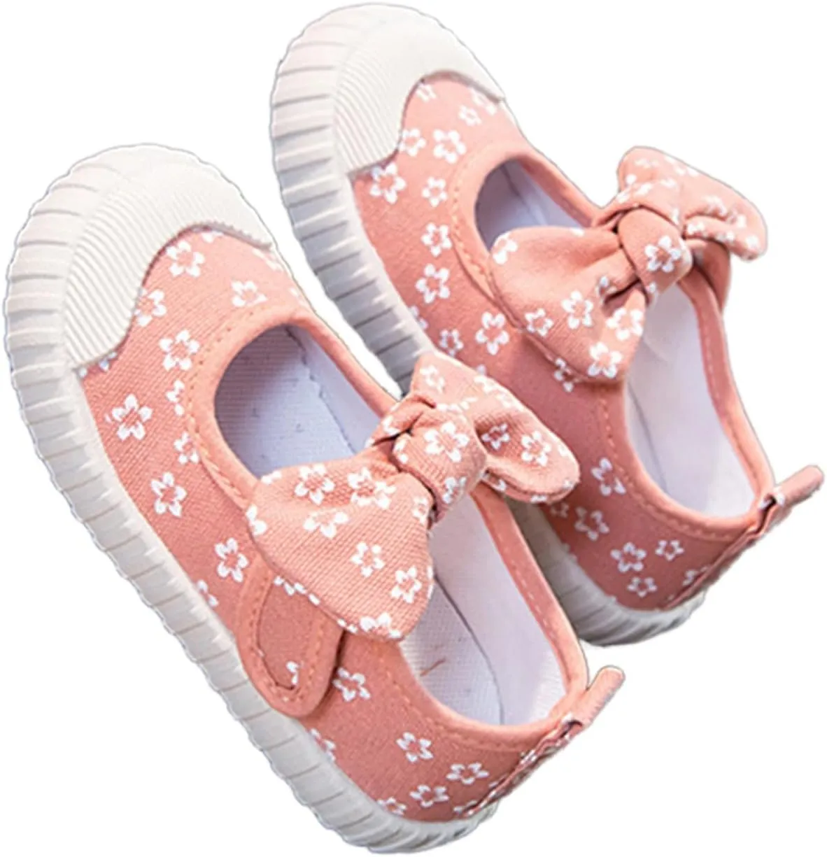 YIBLBOX Toddler Girl's Mary Jane Flat Shoes Canvas Bowknot Sneakers for Kids School Uniform Casual Soft Walking Dress Shoes