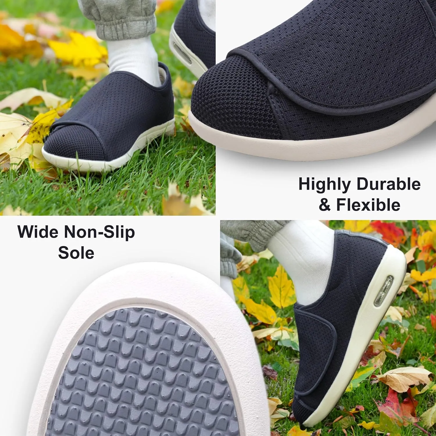 youyun Diabetic Shoes for Elderly Wide for Women Walking Shoes Adjustable Closure Breathable Lightweight Width X-Wide Non Slip Air Cushion Sneakers for Swollen Feet Edema