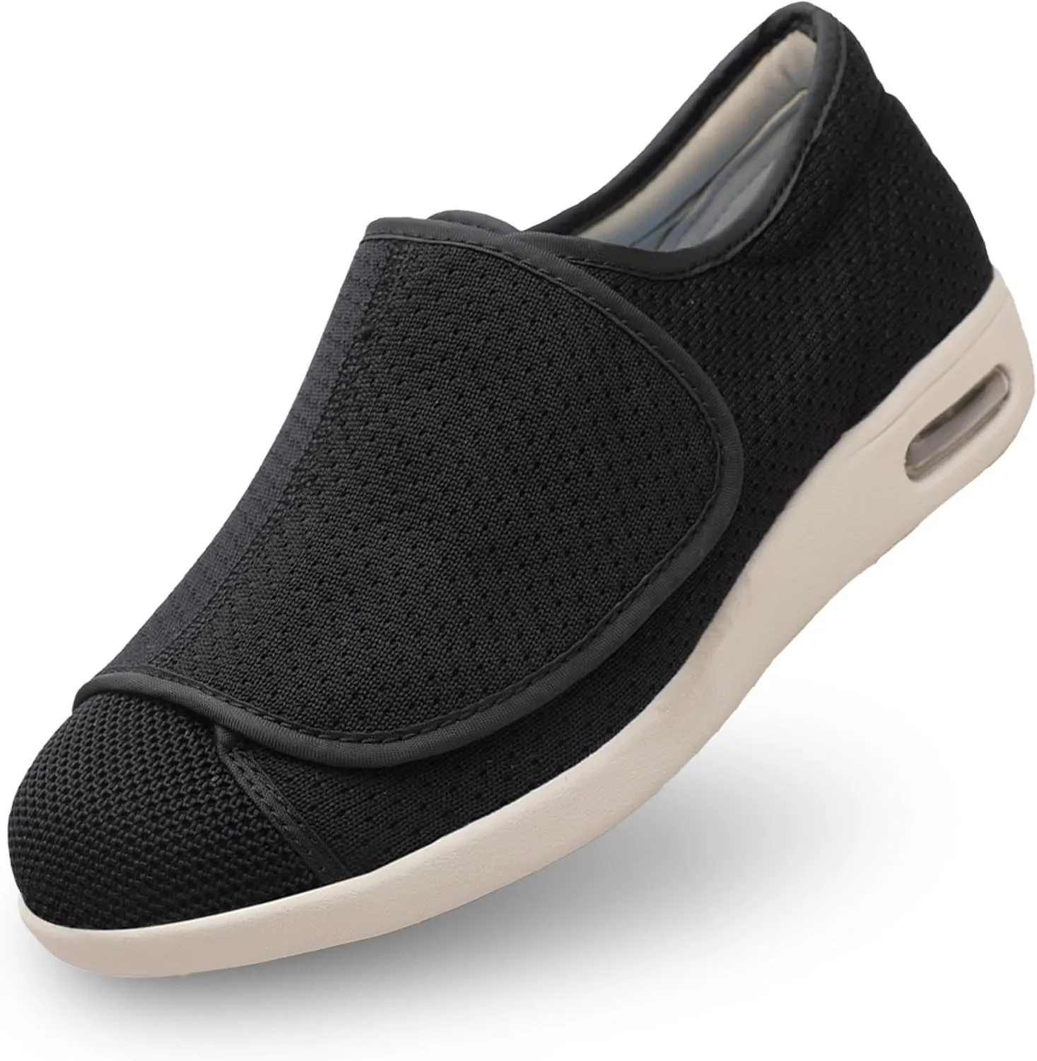youyun Orthopedic Shoes for Women, Wide Fit Slip On Sneakers for Diabetics, Plantar Fasciitis and Swollen Feet Support, Lightweight Comfort and Breathable (Black) (Size 8)